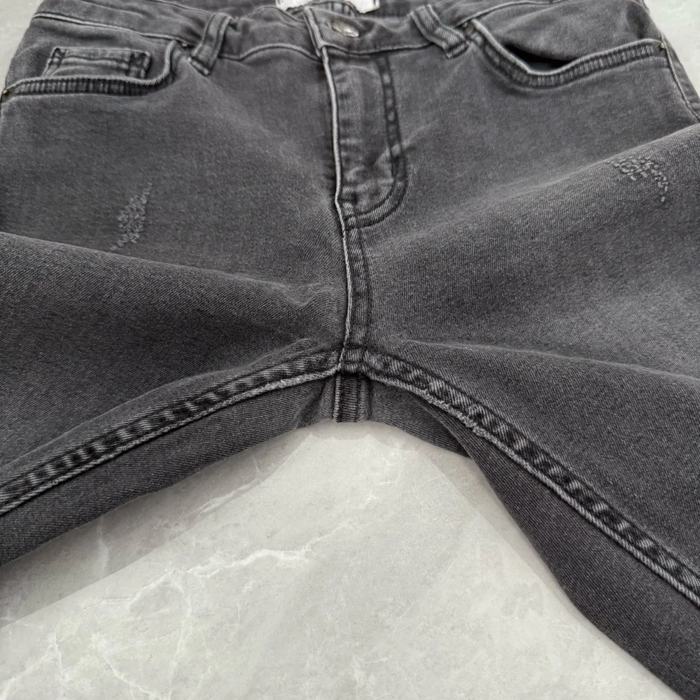 Women’s Free People Great Heights Washed Black Frayed Skinny Jeans Size 25